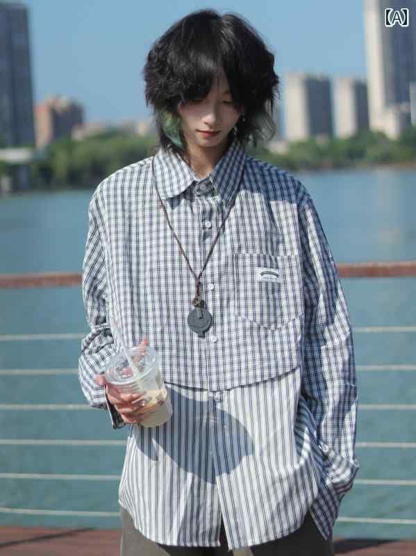 成人男性服 ル 成年者 メンズ 秋冬 春夏 縞模様 プルオーバー  モテ 流行り物 レトロ メンズ ズ 成人男性用 韓国 かっこいい 長袖 ー 服 スプライシング プルオーバー 照合のしるし柄 オシャレ 表現スタイル 分かりやすい