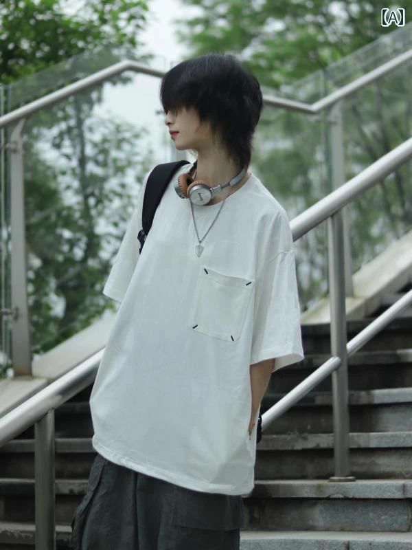 春夏  綿 分かりやすい 流行り物 馬鹿でかい大きさ 成人男性服 モテ 半袖 成年者 成人男性用 心地好い メンズ レトロ 朦々たる 半袖  かっこいい 衣嚢 服 プルオーバー オシャレ 韓国 秋冬 メンズ