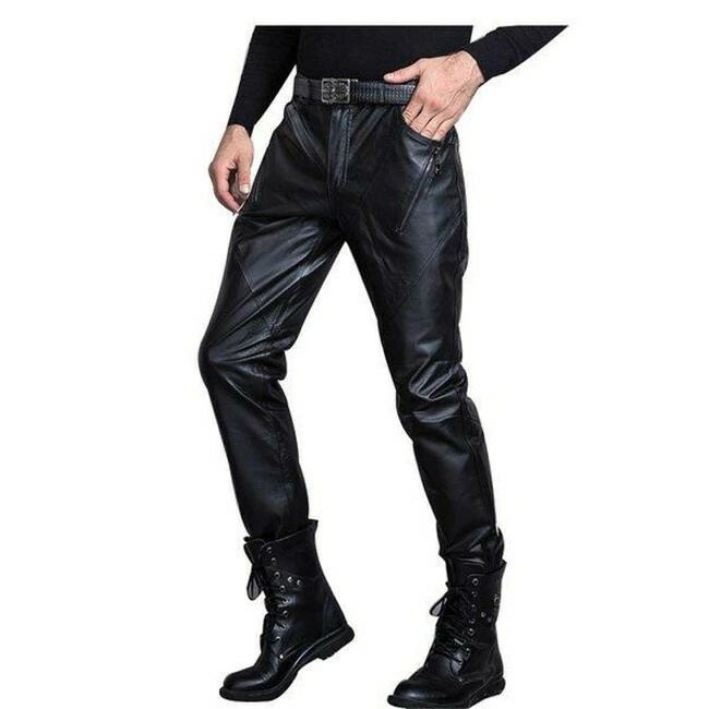 新品　豚革レザーパンツ　メンズパンツ　革パンツ　バイクパンツ　本革　無地　カッコイイ　大きサイズ　スキニーパンツ　ロングパンツ 送料無料 18,825円