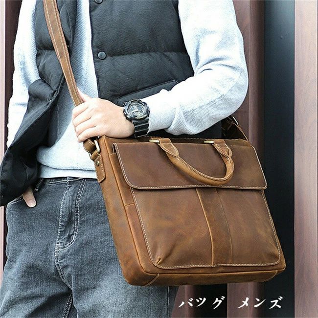【本革】ビジネスバッグ メンズバッグ トートバック ブラウン 牛革 2way ビンテージ メンズ メンズ 本革 仕事用 通勤用 大容量 防水 送