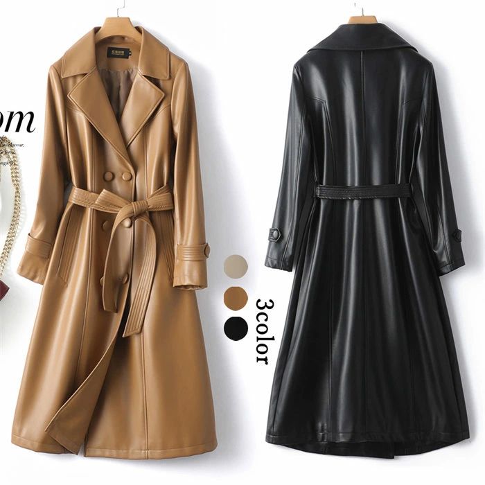 楽天市場】本革 トレンチコート 本革コート ミドル丈 山羊革 ゴート
