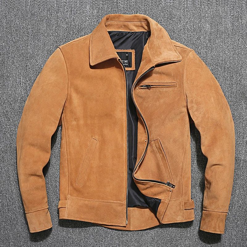 ライダースジャケット レザージャケット 牛革 スエード ヴィンテージ 本革 革ジャン メンズファッション S~4XL ブラウン|グッドライフパートナー