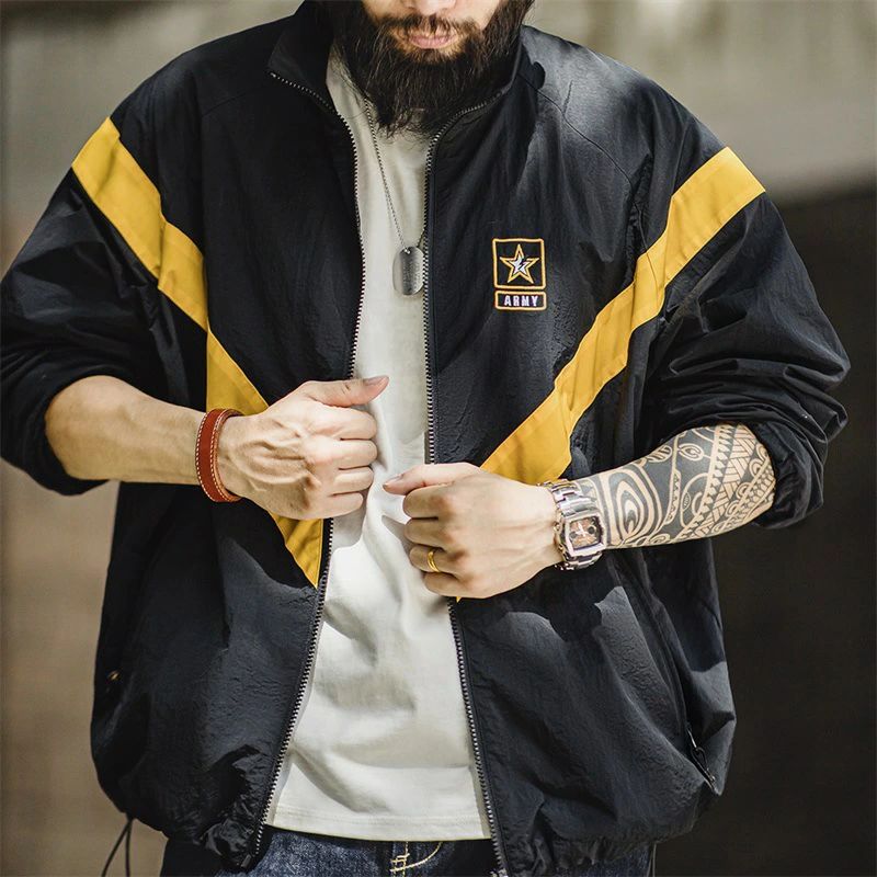 ARMY IPTU JACKET ヴィンテージ レトロ　アメカジ 切り替え メンズジャケット S～3XL 秋冬 ブラック｜グッドライフパートナー
