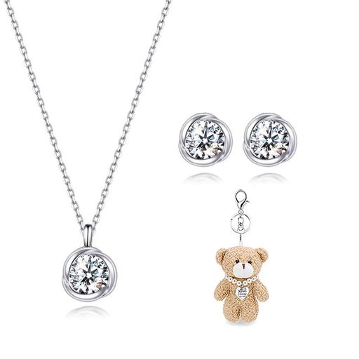 [Free bird] ネックレス レディース ピアス セット 「バラのキッス」 最高級 ジルコニア ペンダント シルバー ホワイトデー 誕生日 記念日 母の日プレゼント人気 女性 ジュエリー (0.8カラッ&hellip;｜グッドグッドライフショップ