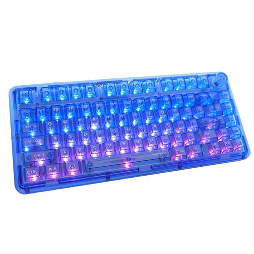 OUSEITECHBK920ゲーミングキーボード透明キーボードノブ付きRGBホットスワップ対応75%配列メカニカルBT5.0/2.4G/USB-Cワイヤレス透明キーキャップ80キーテンキーレス