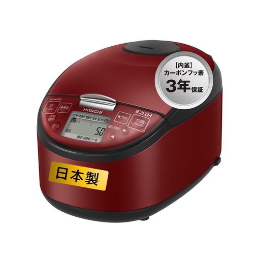 日立(HITACHI)炊飯器5.5合剪断応力IHRZ-H10EJRメタリックレッド日本製黒厚鉄釜蒸汽船救い上げる