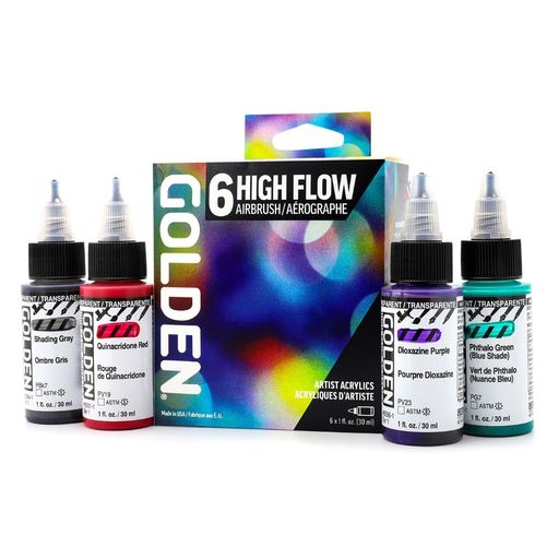 GoldenArtistColorsAcrylicHighFlow94930mlエア湖毛はらい6色書き割り13120949