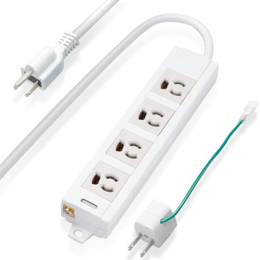 エレコムワット数水道栓磁石付抜け打ちきり差し込み壁打っ付け用くっ付ける引っかかり付3P-2Pうつり変わりアダプター付4個口10mT-ECOH34100NM薄墨色