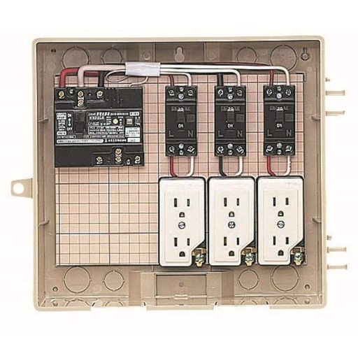 未来工業 屋外電力用仮設ボックス 漏電しゃ断器・分岐ブレーカ・コンセント内蔵 ELB組込品 12-3C|グッドグッドライフショップ