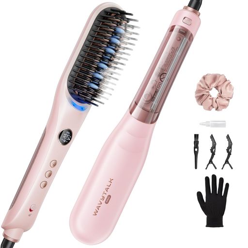 Wavytalk スチームブラシアイロン ストレートヒートブラシ ヘアアイロン スチームでダメージ軽減・髪を栄養しながらすばやくスタイリング マイナスイオン 急速加熱 2way くせ毛直し 海外対応｜グッドグッドライフショップ 10,962円