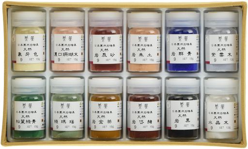ナカガワ胡粉日本画用えの具鳳凰岩えの具D書き割り12色(黄)(生まれながら)