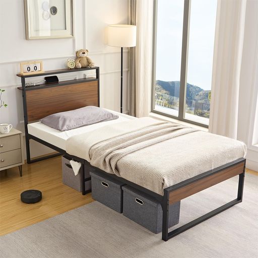 楽天市場】【宮棚・2口コンセント】ベッドフレームシングルHoldmパイプ