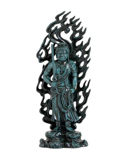 仏像不動明王21CM(青銅彩色)仏師:牧田秀雲原型_(酉年生まれ)十二支守り本尊干支高岡銅器(ふどうみょうおう/L_B)
