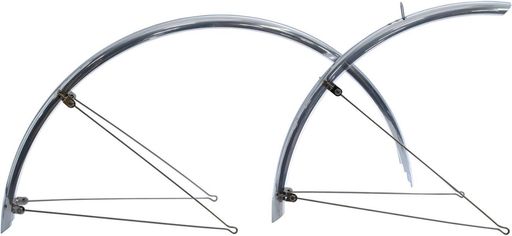 RITEWAY(点火装置通い路)銀輪フェンダーダブルステークロスバイクフルフェンダーどろ除け前後書き割り20in用(ETRTO406/451)幅35粍鏡鑑しろがね色