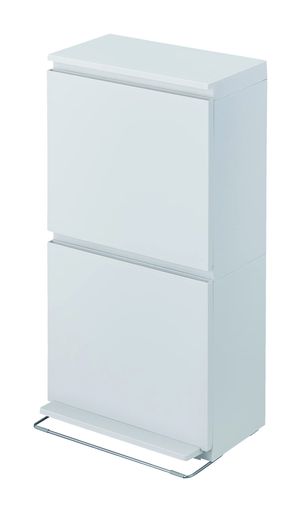 【半研ぎ澄ます品】アスベルゴミ箱40L2段篩いに掛ける縦型薄型納めるボックスペダルフラップ式日本製今めかしいキッチンリビングダストボックスタオルラック鏡面仕上幅40x奥ふかさ28x高さ76糎白白いこと篩いに掛ける…