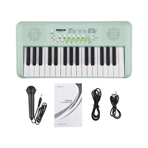 Btuty32キー電子キーボードピアノ16トーン10リズム10デモデュアルスピーカー楽器マイク付きデュアル電源モードポータブルミュージックピアノ初心者向け2色オプション