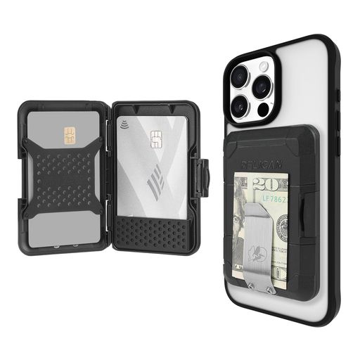 Pelican磁気マネークリップウォレット[歌留多保持者][RFIDブロック]高耐久MIL-STDスナップオンMagSafeウォレットiPhone用-iPhone17ProMax/16/15/14/Pixel