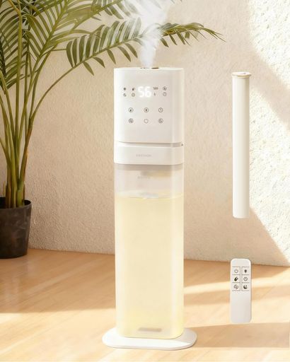 KEECOON加湿器大容量8L超音波式業務用【ESSEでも紹介され】2025透明タンクタワー型業務用加湿器大型上から給水4重除菌アロマ切れタイマーリモコン付き静音省エネ三段階噴霧量連続48時間自…