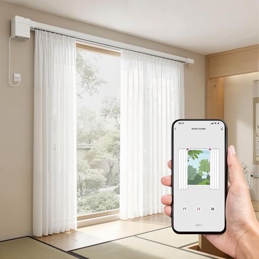 Umimile 電動カーテンレール Alexa & Google Home対応 タイマー設定 20dB静音 リモコン&アプリ操作 カーテン 自動開閉 伸縮式カーテンレール 取付簡単 天井/正面付け (185-330cm)|グッドグッドライフショップ