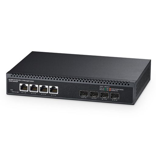Binardat8界面10ギガビットマネージドスイッチ、4x10GRJ45イーサネット、1G/2.5G/5G/10G相応う、4x10GSFP+、160Gbps帯域幅、L3ウェブマネージド、メタルネットワークスイッチ