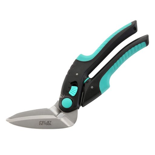 C.JetTool万能ハサミステンレス鋼製多機能鋼製刃多目的切断工具-金属DIY工具厚紙段ボール粗大ゴミ解体資源ゴミ工場作業角度付きグリップ開き幅調整可強力はさみ-グリーン