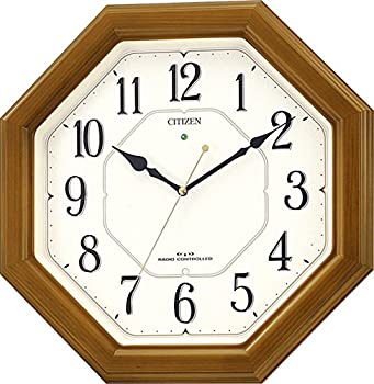 【中古】（非常に良い）シチズン 掛け時計 電波 アナログ ネムリーナルック 高輝度 全面 蓄光 八角 木 茶 CITIZEN 4MY645-006 26,585円