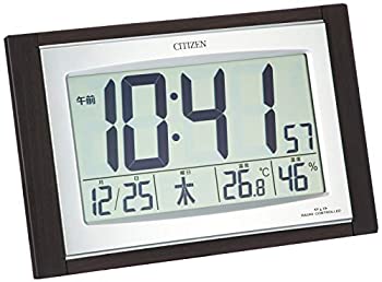 【中古】シチズン 掛時計 電磁波 デジタル パルデジットコンビR096 置き掛け兼用 体温 湿度 暦 書きあらわす 茶 (肌理仕上) CITIZEN 8RZ096-023