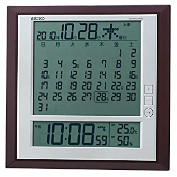 【中古】(未当て嵌める品)セイコー 時辰儀 柱時計 置き時計 兼用 月めくり暦 電磁波 デジタル 六曜 体温 湿度 見せびらかす 茶 メタリック SQ421B SEIKO
