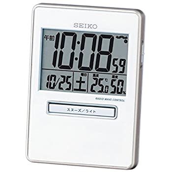 【中古】（非常に良い）セイコー クロック 目覚まし時計 トラベラ 電波 デジタル カレンダー 温度 湿度 表示 白 パール SQ699W SEIKO
