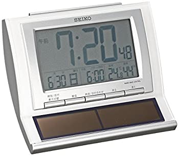 【中古】（非常に良い）セイコー クロック 目覚まし時計 ハイブリッドソーラー 電波 デジタル カレンダー 温度 湿度 表示 白 パール SQ751W SEIKO