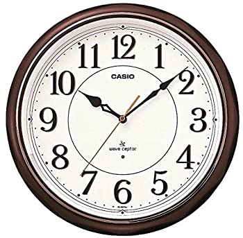 【中古】（非常に良い）カシオ 夜見えライト付き 電波アナログ壁掛け時計 濃茶 IQ-1051NJ-5JF