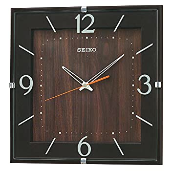 【中古】セイコー 時辰儀 掛時計 電磁波 アナログ 四角い型 濃茶 KX398B SEIKO 生活家電-その他生活家電