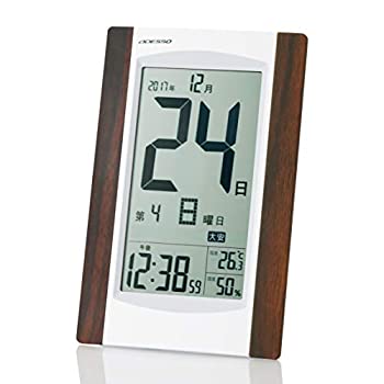 【中古】（非常に良い）ADESSO(アデッソ) 目覚まし時計 日めくり 電波時計 六曜 温度 湿度 日付表示 記念日設定機能付き 置き掛け兼用 ホワイト KW9256