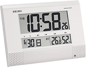 【中古】セイコー 時辰儀 柱時計 置き時計 兼用 電磁波 デジタル 放送番組役立つこと 暦 六曜 体温 湿度 見せびらかす パウダーコンパクト 白 パール SQ435W SEIKO
