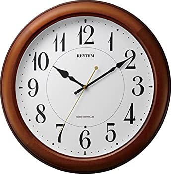 【中古】リズム時計 掛け時計 電波 アナログ ピュアライトM25 暗所 ライト 自動 点灯 木 茶 (半艶仕上げ) RHYTHM 4MYA25SR06