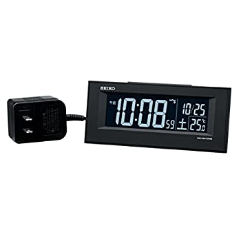【中古】（非常に良い）セイコー クロック 目覚まし時計 電波 交流式 デジタル 黒 DL209K SEIKO