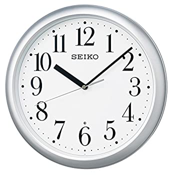 【中古】（非常に良い）セイコー クロック 掛け時計 電波 アナログ 銀色 メタリック KX218S SEIKO