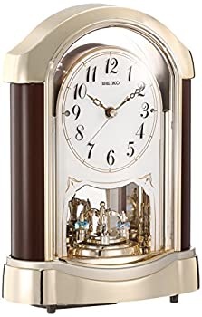 【中古】セイコー 時辰儀 置き時計 標準尺度 電磁波時辰儀 ツイン・パ マホガニー 茶 板目 BY237G SEIKO