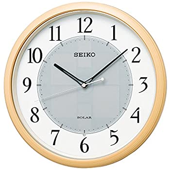 【中古】（非常に良い）セイコー クロック 掛け時計 SOLAR+ ソーラープラス 電波 アナログ 薄茶 木目 SF243B SEIKO