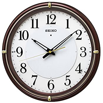 【中古】セイコー クロック 掛け時計 自動点灯 電波 アナログ 夜でも見える ファインライト NEO ネオ 茶 メタリック KX233B SEIKO