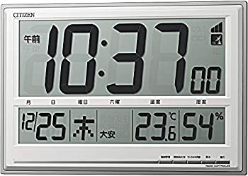 【中古】CITIZEN シチズン 置き時計 掛け時計 電波時計 温度・湿度計付き シルバー 8RZ199-019