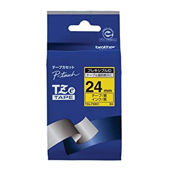 【中古】（非常に良い）ブラザー工業 TZeテープ フレキシブルIDテープ(黄地/黒字) 24mm TZe-FX651