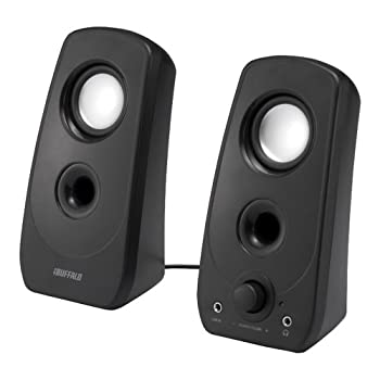 【中古】iBUFFALO 2.0ch マルチメディアスピーカー USB電源/ステレオミニプラグ音源 ブラック BSSP28UBK