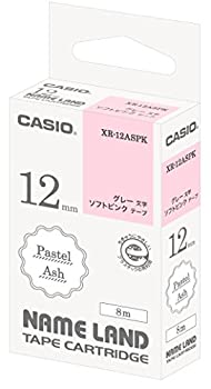 【中古】（非常に良い）カシオ ラベルライター ネームランド パステルアッシュテープ 12mm XR-12ASPK ソフトピンクーにグレー文字