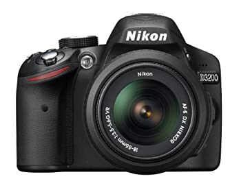 【中古】（非常に良い）Nikon デジタル一眼レフカメラ D3200 レンズキット AF-S DX NIKKOR 18-55mm f/3.5-5.6G VR付属 ブラック D3200LKBK