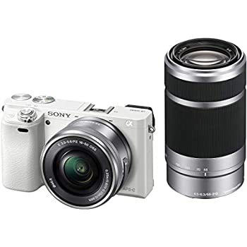 【中古】（非常に良い）SONY ミラーレス一眼 α6000 ダブルズームレンズキット E PZ 16-50mm F3.5-5.6 OSS + E 55-210mm F4.5-6.3 OSS ホワイト ILCE-6000Y W