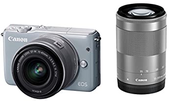 【中古】（人並み外れたに好いたらしい）Canon 銀鏡受け答え一眼写真機 EOS M10 ダブルズームキット(薄墨色) EF-M15-45粍 F3.5-6.3 IS STM EF-M55-200粍 F4.5-6.3 IS STM 属する EOSM10GY-WZ