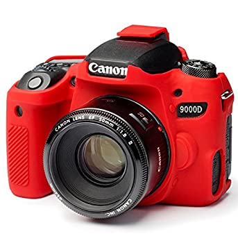 【中古】DISCOVERED イージーカバー Canon EOS 9000D用　カメラカバー レッド 液晶保護フィルム付