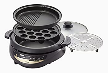 【中古】（非常に良い）タイガー グリル鍋 3.7L プレート 3枚 タイプ 深鍋 たこ焼き 焼肉 プレート 蒸し台 蓋 付き ブラウン CQG-B300-T