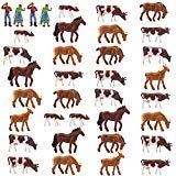 【中古】(非常に良い)Farm Animals Figure Toys Set AN8706 36PCS 1:87 Well Painted Farm Animals Cows Horses Figures for HO Scale Model Train Scenery Layout Mi